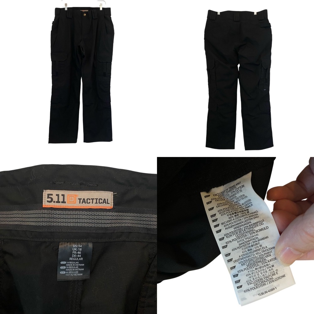 5.11 Tactical Womens Black Cargo Pants 64369-019 Sz 14 R Workwear Utility‎ NWOT